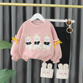 Girls pink bunny sweatshirt with pant set
