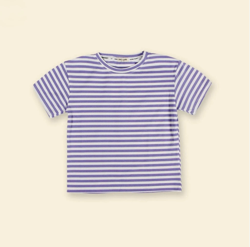 Girls striped T-shirt with dungaree set