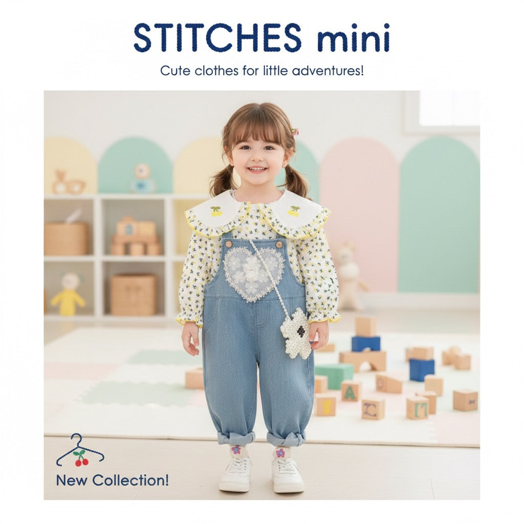 Girls yellow floral dungaree set