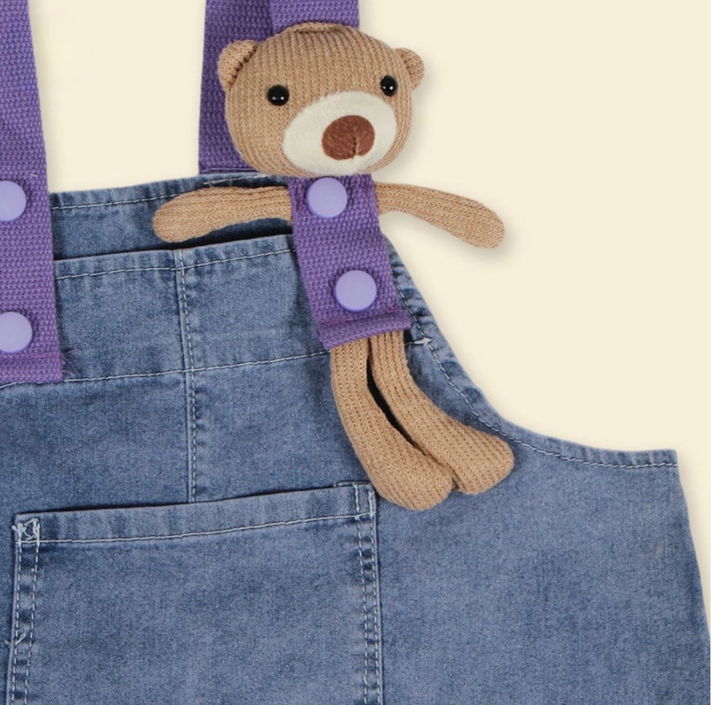 Girls striped T-shirt with dungaree set