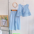 Girls Sleeveless Stripe Top With Wide Leg Pants