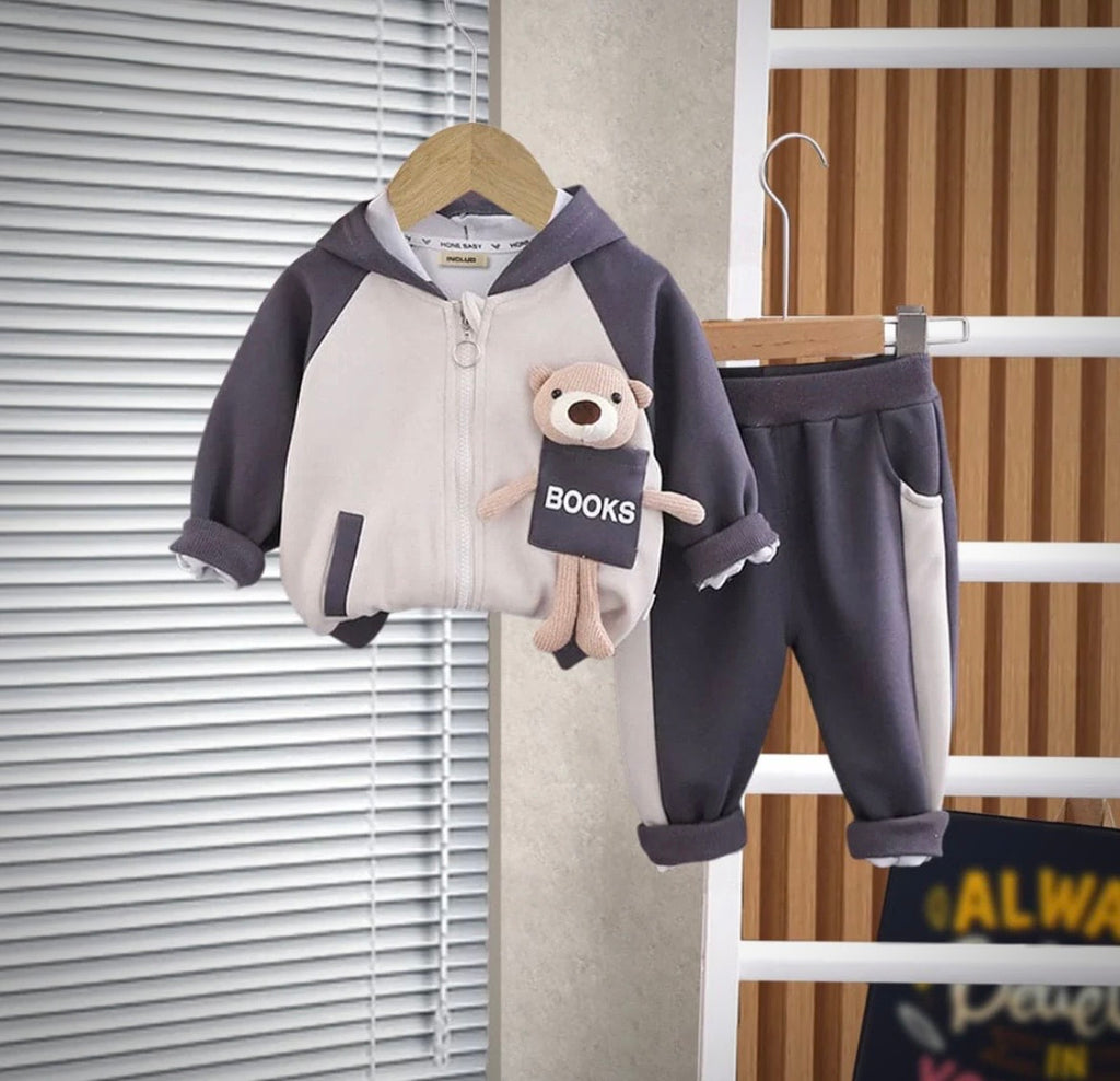 Boys teddybear track jacket with pants set