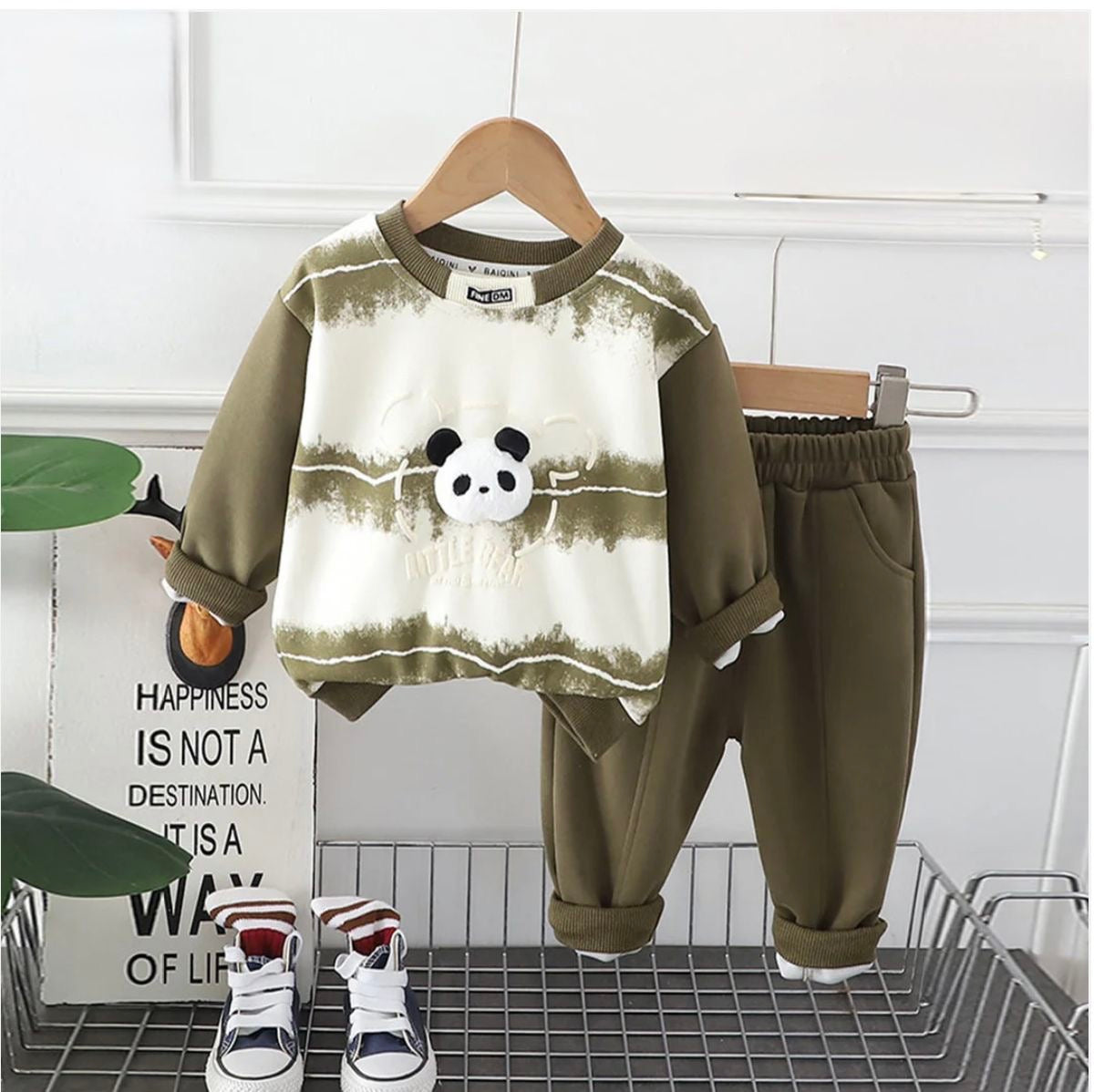 Boys Little Panda Sweatshirt With Pant Set