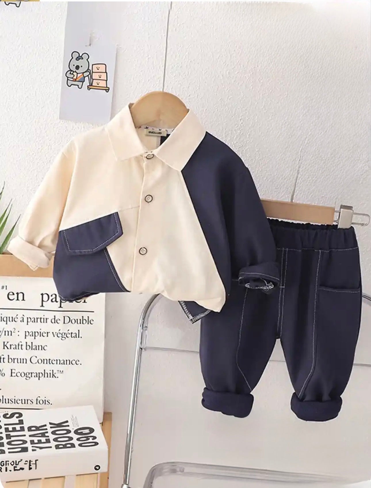 Boys long sleeves shirt with trouser