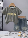 Boys printed T-shirt with shorts
