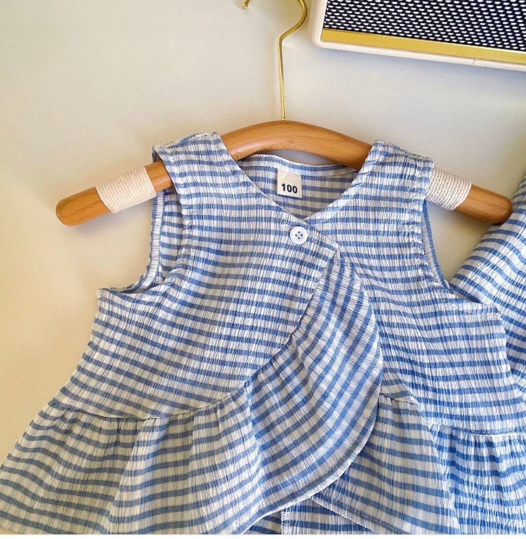 Girls Sleeveless Stripe Top With Wide Leg Pants